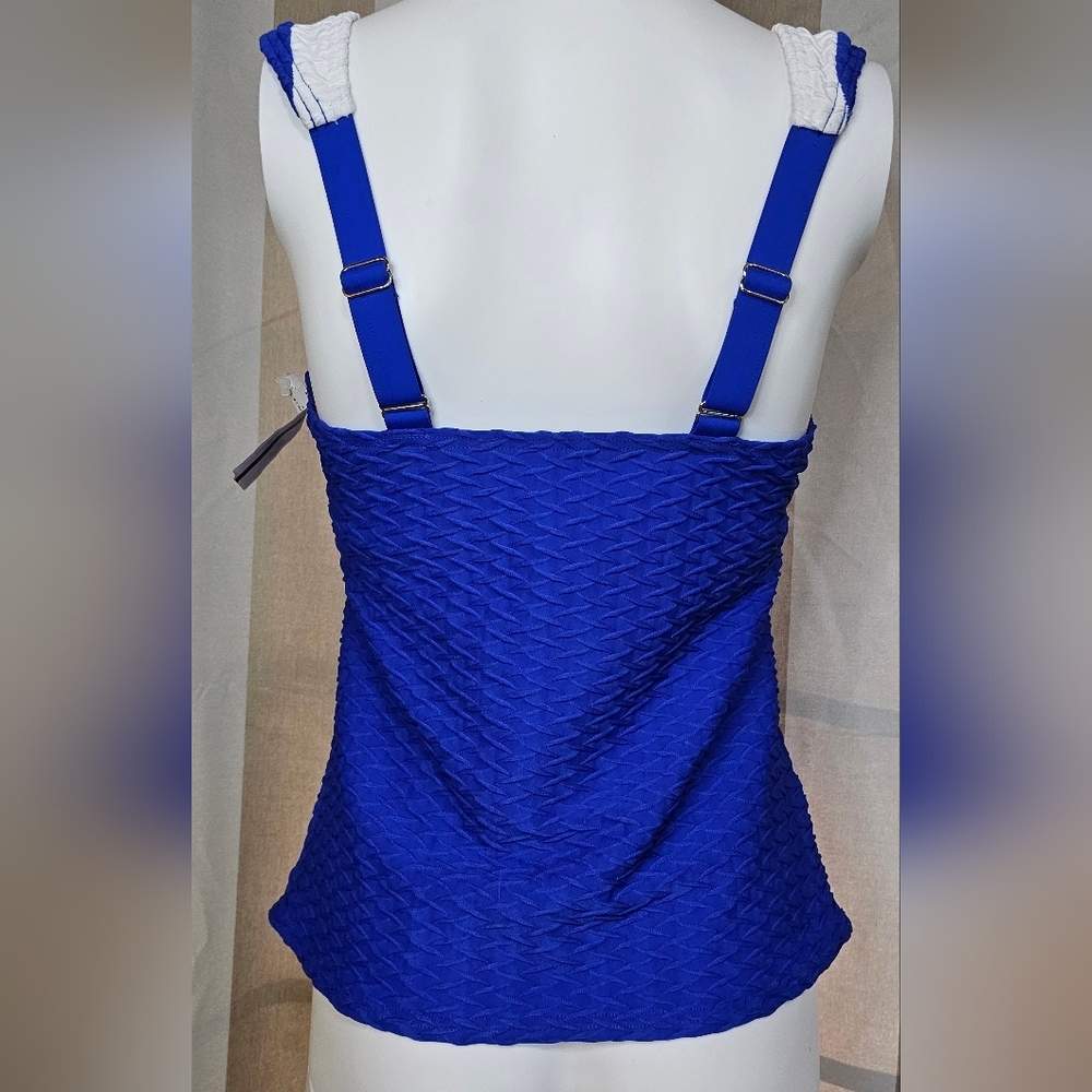 Lands' End Tankini Top Square Neck Textured Women's Swim NWT XS - Picture 2 of 6
